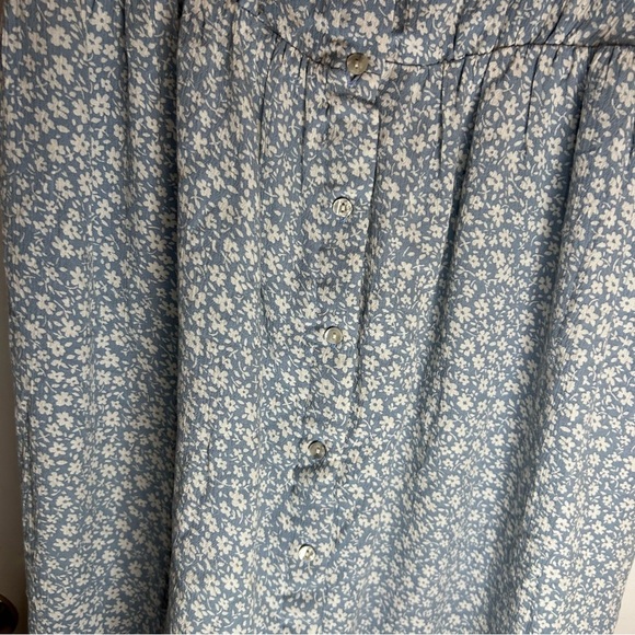 American Eagle Blue Floral Puff Sleeve Button Front Dress | Size M - Picture 5 of 7
